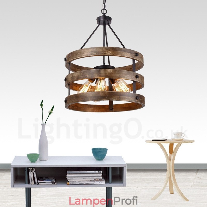 5 Licht Trommel Vintage Holz Kronleuchter Industrielle Wind Loft Holz Linear Anhänger Beleuchtung