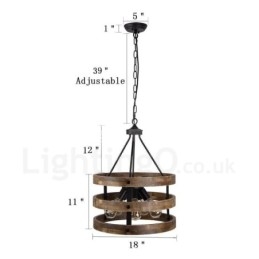 5 Licht Trommel Vintage Holz Kronleuchter Industrielle Wind Loft Holz Linear Anhänger Beleuchtung