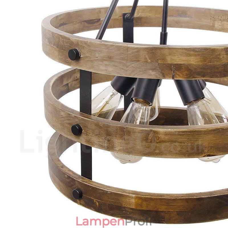 5 Licht Trommel Vintage Holz Kronleuchter Industrielle Wind Loft Holz Linear Anhänger Beleuchtung