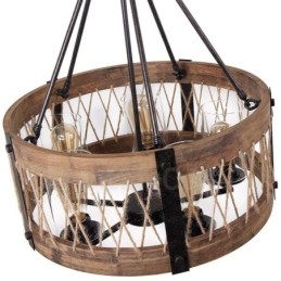 5 Licht Trommel Vintage Holz Kronleuchter Industrielle Wind Loft Holz Linear Anhänger Beleuchtung
