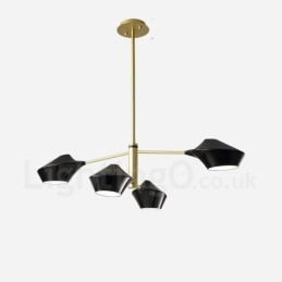 Zweistufiger linearer Retro-Kronleuchter mit 4 Lichtern und Acrylschirmen für den Außenbereich, Garage