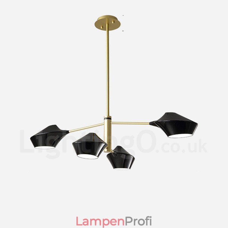 Zweistufiger linearer Retro-Kronleuchter mit 4 Lichtern und Acrylschirmen für den Außenbereich, Garage