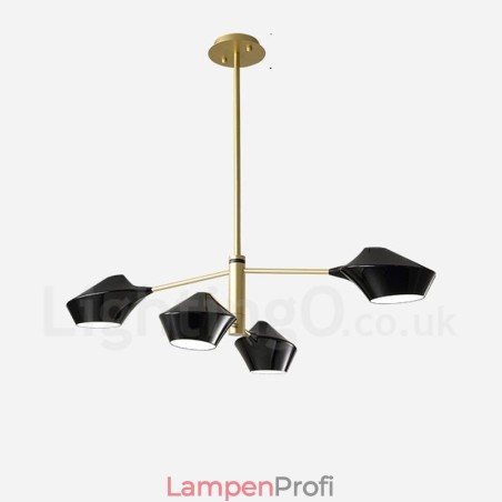 Zweistufiger linearer Retro-Kronleuchter mit 4 Lichtern und Acrylschirmen für den Außenbereich, Garage Zweistufiger linearer Retro-Kronleuchter mit 4 Lichtern und Acrylschirmen für den Außenbereich, Garage