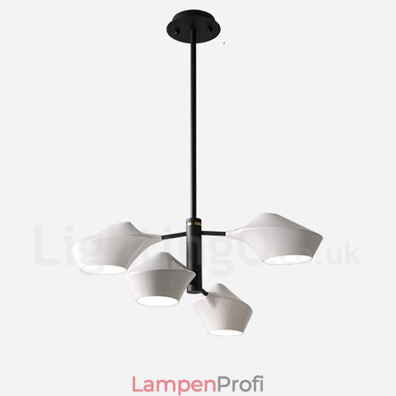 Zweistufiger linearer Retro-Kronleuchter mit 4 Lichtern und Acrylschirmen für den Außenbereich, Garage