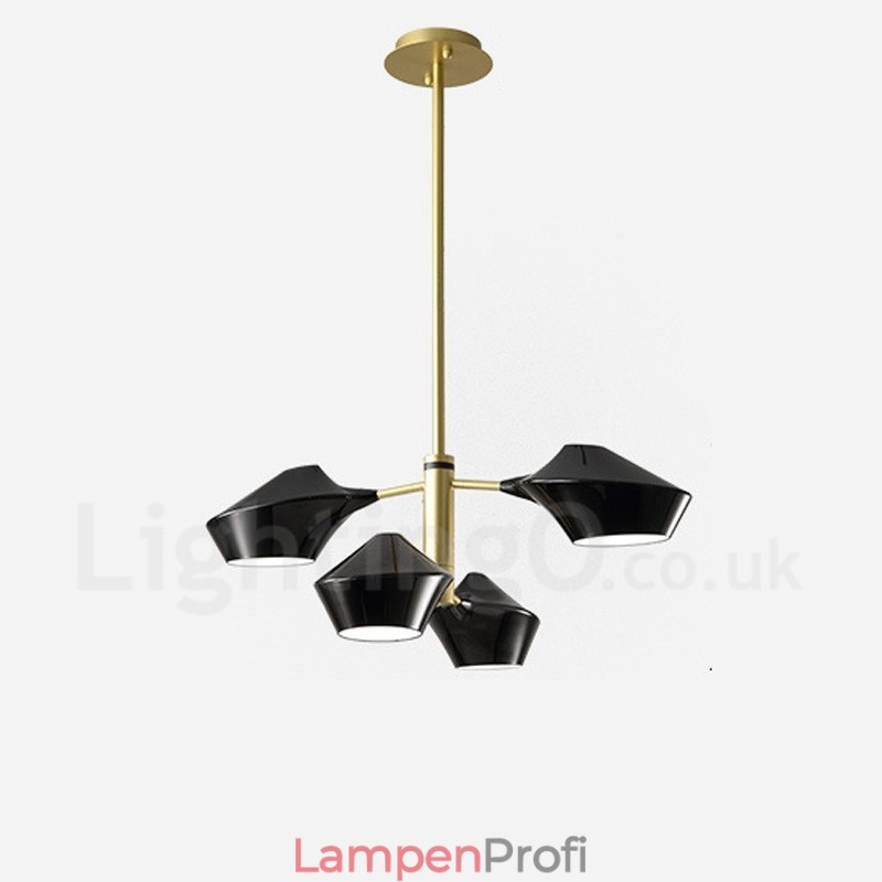 Zweistufiger linearer Retro-Kronleuchter mit 4 Lichtern und Acrylschirmen für den Außenbereich, Garage