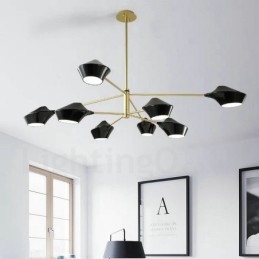 Zweistufiger, mehrfarbiger, linearer Retro-Kronleuchter mit 8 Lichtern und Acrylschirmen für den Außenbereich, Garage