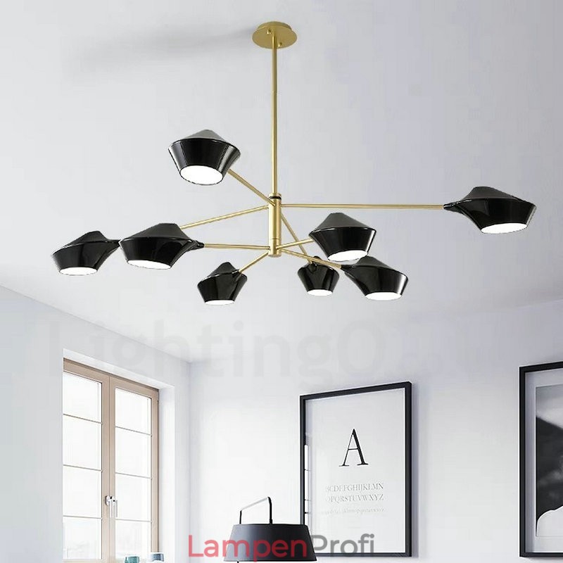 Zweistufiger, mehrfarbiger, linearer Retro-Kronleuchter mit 8 Lichtern und Acrylschirmen für den Außenbereich, Garage