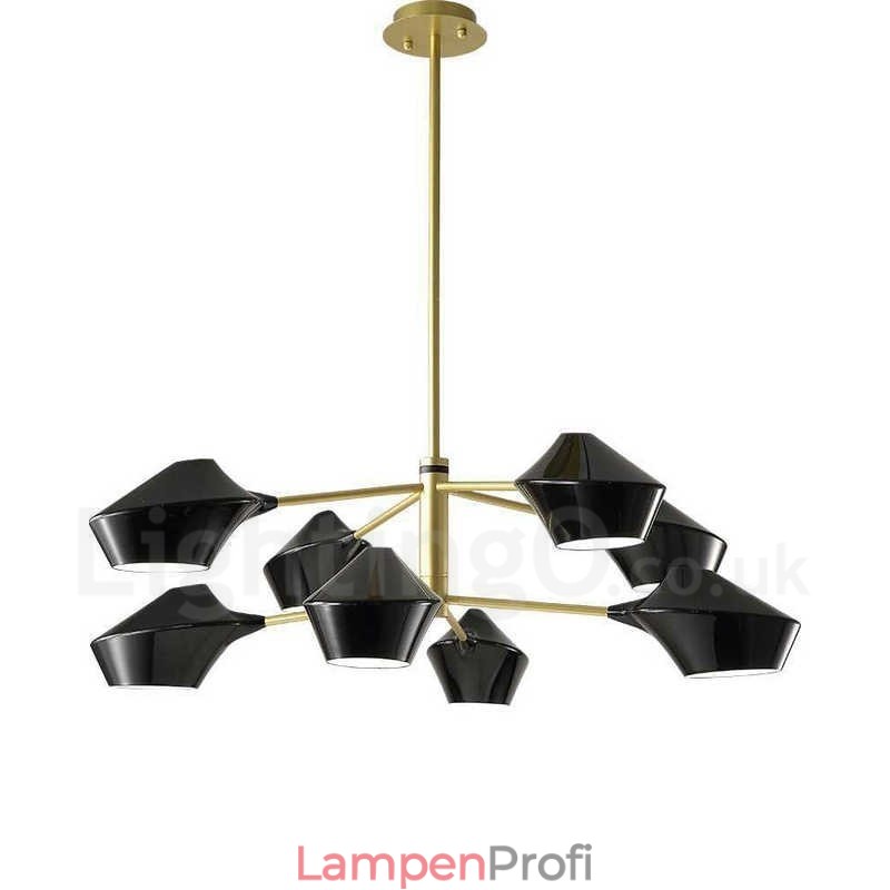 Zweistufiger, mehrfarbiger, linearer Retro-Kronleuchter mit 8 Lichtern und Acrylschirmen für den Außenbereich, Garage