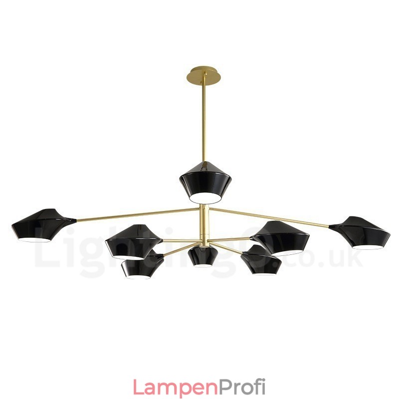 Zweistufiger, mehrfarbiger, linearer Retro-Kronleuchter mit 8 Lichtern und Acrylschirmen für den Außenbereich, Garage
