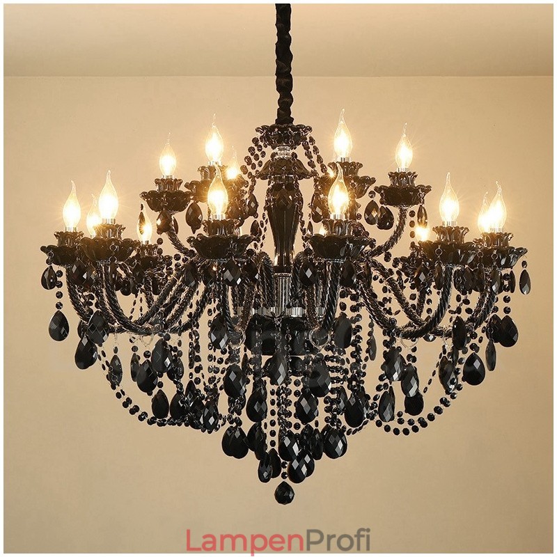 18 (12+6) Lichter Schwarzer Eleganter Kristallkerzenleuchter