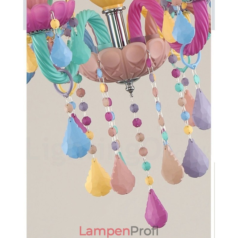 Macaron 18 (12+6) Lichter Kronleuchter mit mehrfarbiger Kristallkerze im Mini-Stil für Kinder