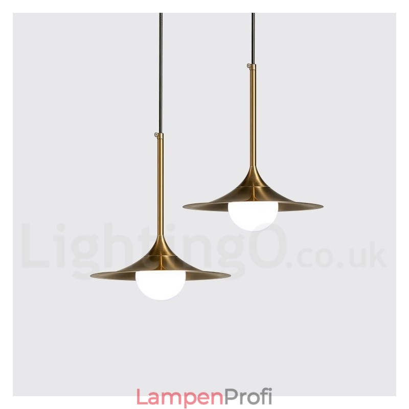 Pendelleuchte im Industriestil, 1 Licht, goldfarben, Mini-Stil, galvanisch lackiert, mit Glasschirm