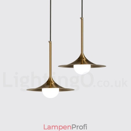 Pendelleuchte im Industriestil, 1 Licht, goldfarben, Mini-Stil, galvanisch lackiert, mit Glasschirm Pendelleuchte im Industriestil, 1 Licht, goldfarben, Mini-Stil, galvanisch lackiert, mit Glasschirm