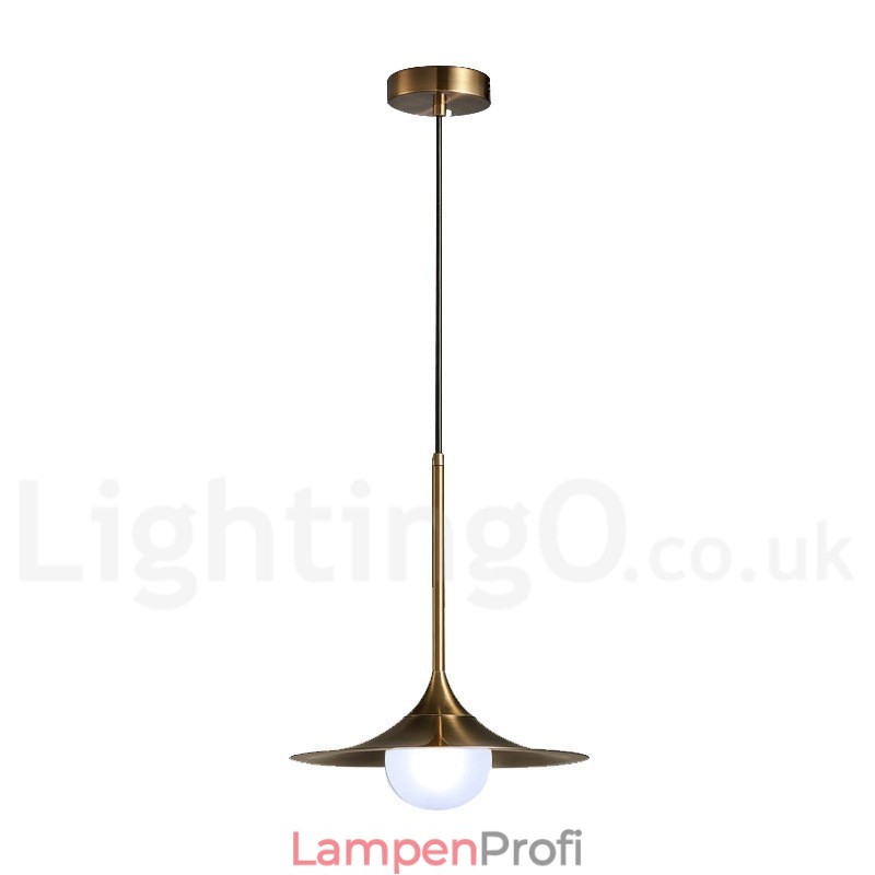 Pendelleuchte im Industriestil, 1 Licht, goldfarben, Mini-Stil, galvanisch lackiert, mit Glasschirm