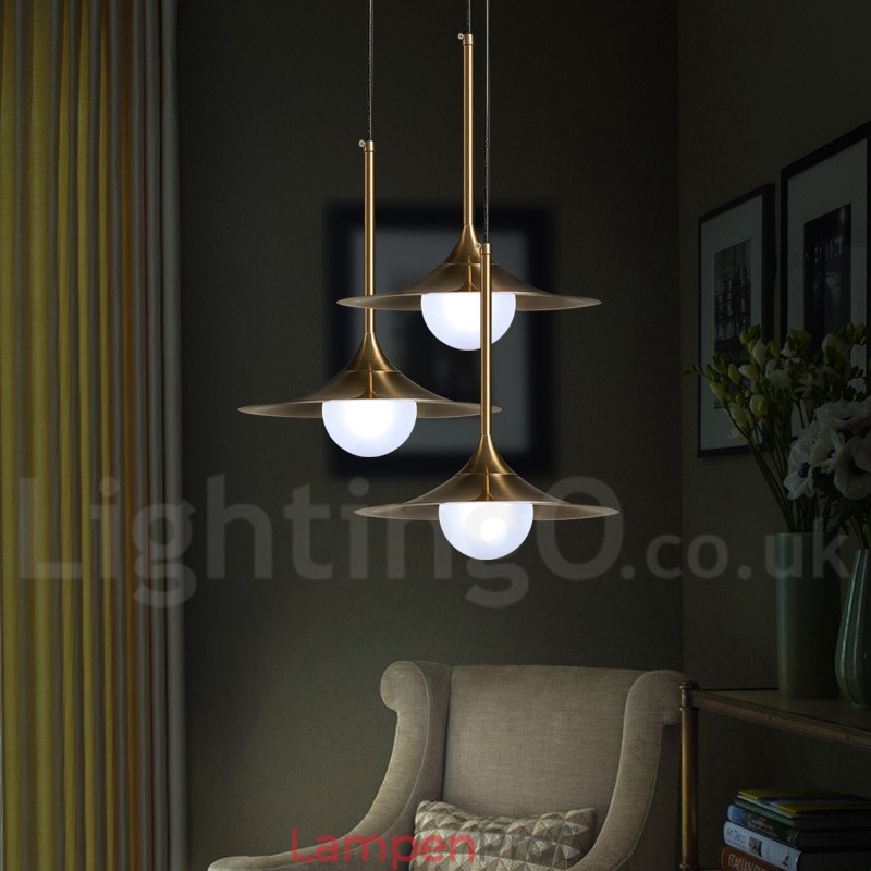 Pendelleuchte im Industriestil, 1 Licht, goldfarben, Mini-Stil, galvanisch lackiert, mit Glasschirm