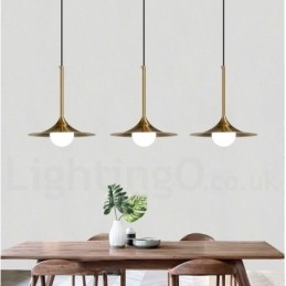 Pendelleuchte im Industriestil, 1 Licht, goldfarben, Mini-Stil, galvanisch lackiert, mit Glasschirm