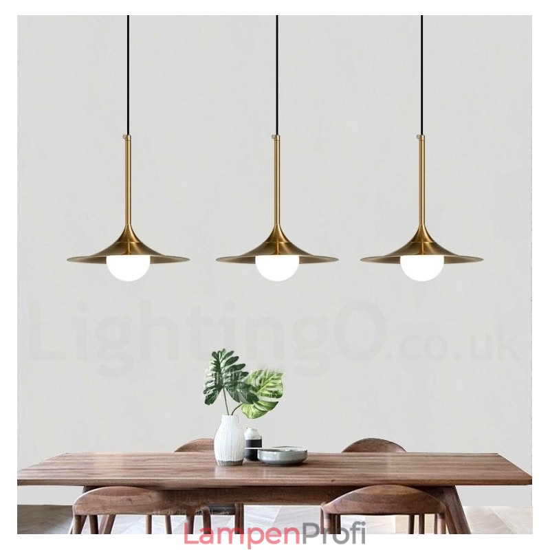Pendelleuchte im Industriestil, 1 Licht, goldfarben, Mini-Stil, galvanisch lackiert, mit Glasschirm