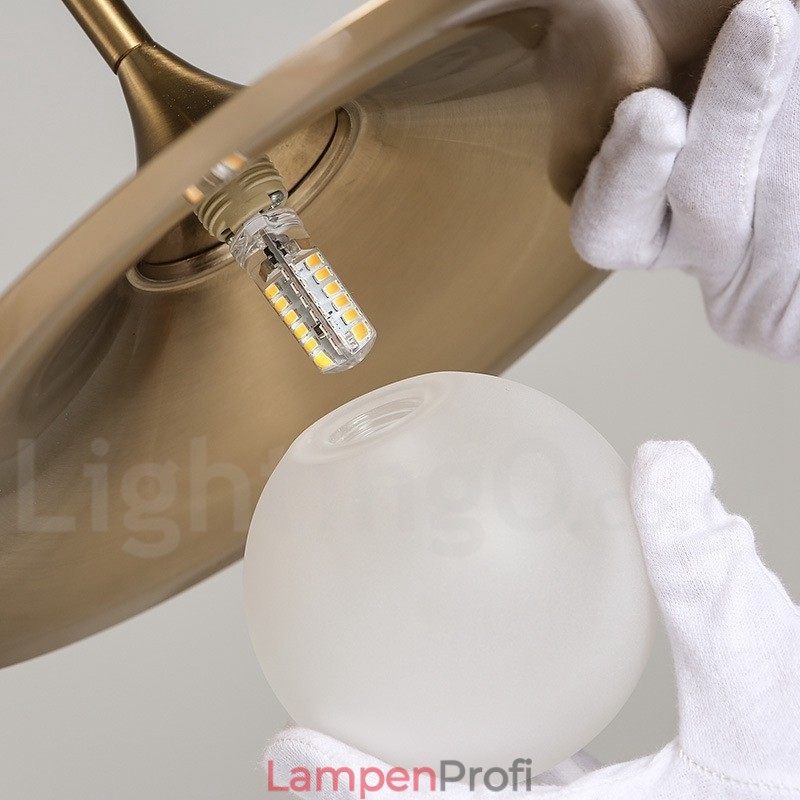 Pendelleuchte im Industriestil, 1 Licht, goldfarben, Mini-Stil, galvanisch lackiert, mit Glasschirm