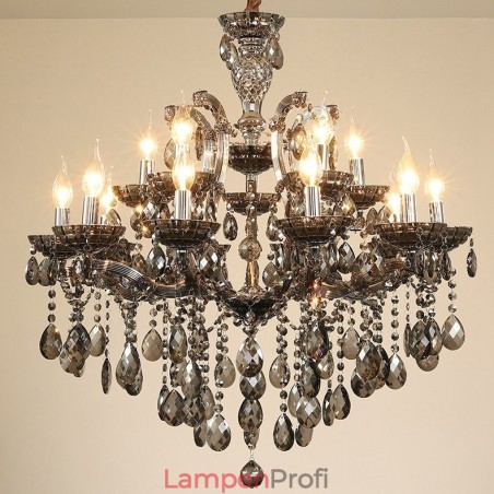 18 (12+6) Hellgrauer Kristallkerzenleuchter