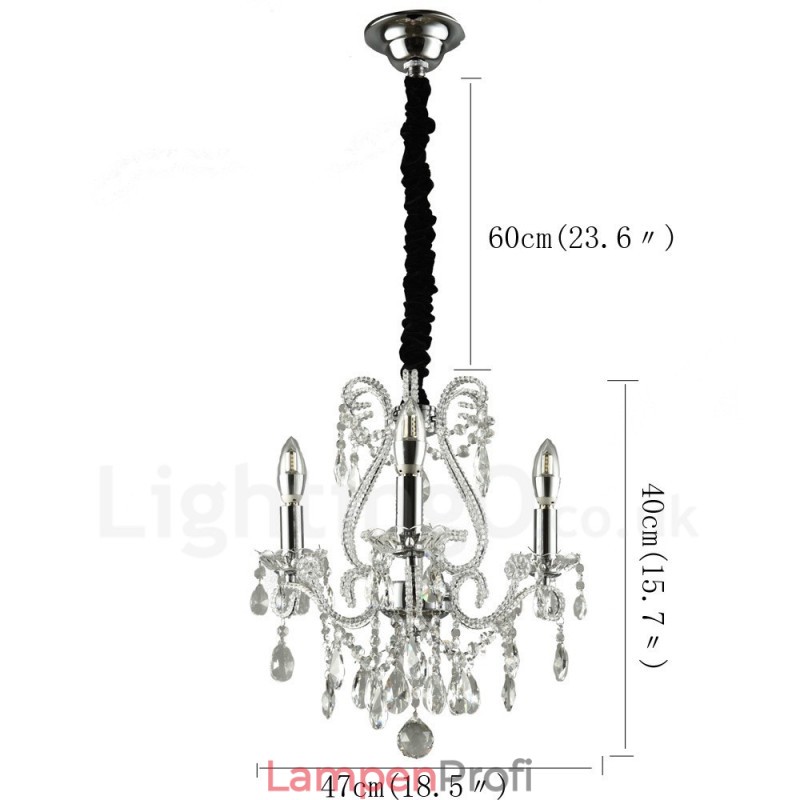 3 Licht Gold Silber Amerikanischen Stil Kristall Anhänger Kronleuchter Licht Shop