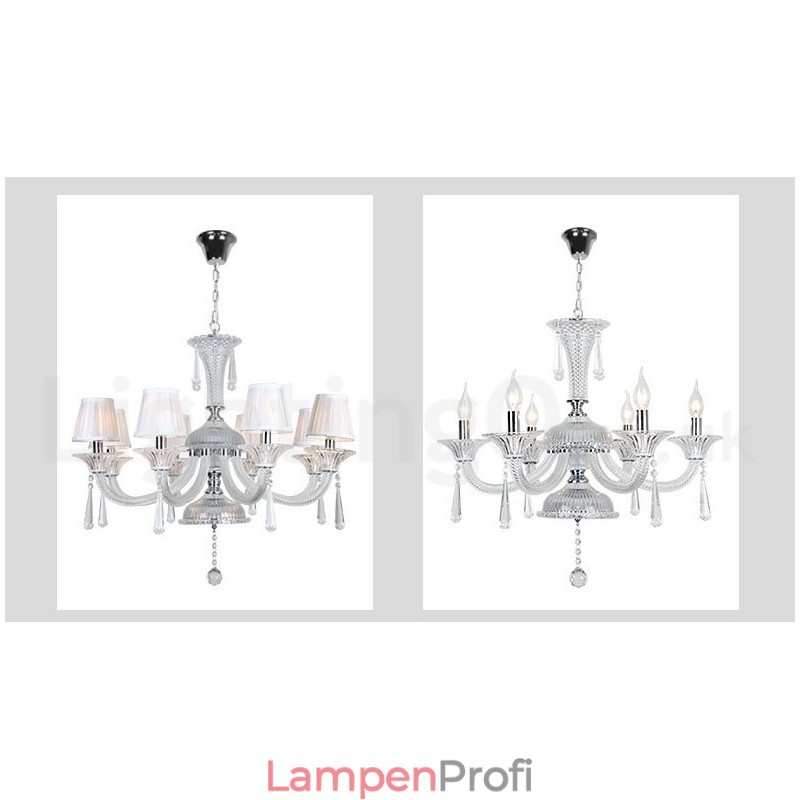 Kronleuchter mit Kerzen aus klarem Kristall