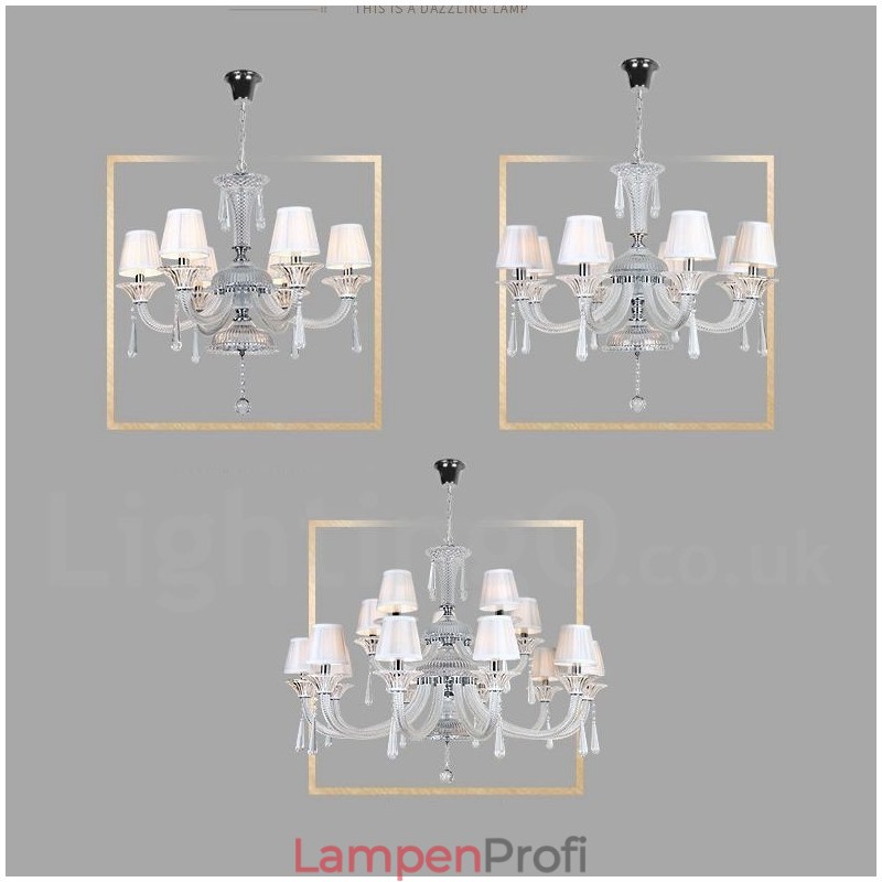 Kronleuchter mit Kerzen aus klarem Kristall