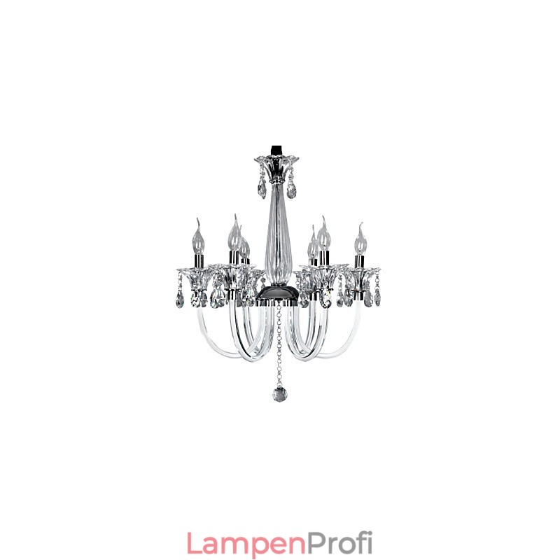 Eleganter Kristall-Kronleuchter mit 6 Lichtern in Kerzenform