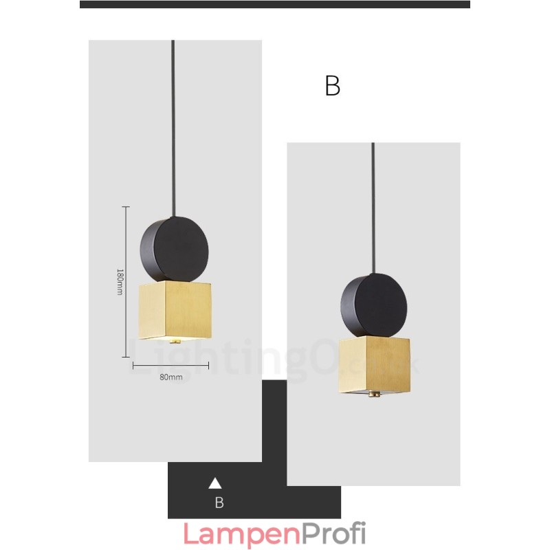 4 Stile Gold Schwarz Postmodern Pendelleuchte
