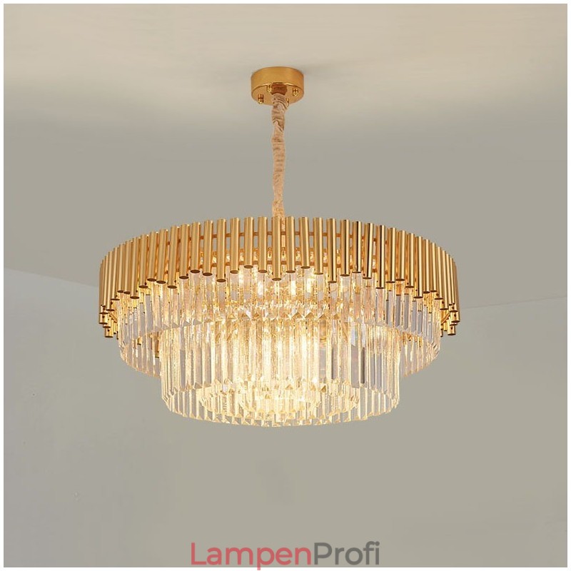 Postmodernen Gold Luxus Runde K9 Kristall Anhänger Kronleuchter Lichter Ausstellung Halle