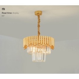 Postmodernen Gold Luxus Runde K9 Kristall Anhänger Kronleuchter Lichter Ausstellung Halle
