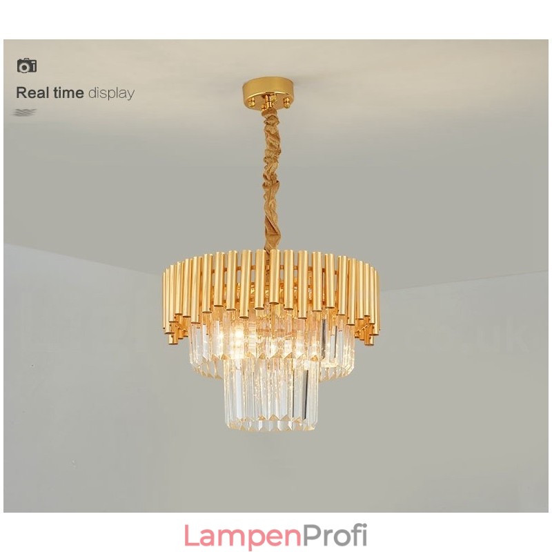 Postmodernen Gold Luxus Runde K9 Kristall Anhänger Kronleuchter Lichter Ausstellung Halle