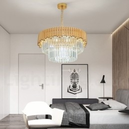 Postmodernen Gold Luxus Runde K9 Kristall Anhänger Kronleuchter Lichter Ausstellung Halle
