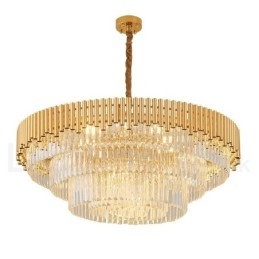 Postmodernen Gold Luxus Runde K9 Kristall Anhänger Kronleuchter Lichter Ausstellung Halle