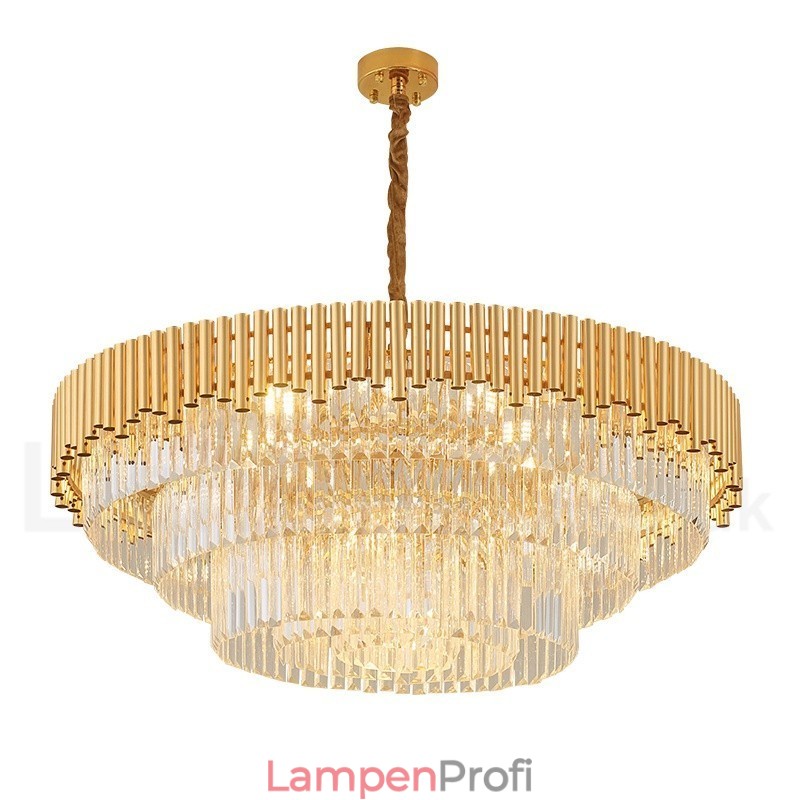 Postmodernen Gold Luxus Runde K9 Kristall Anhänger Kronleuchter Lichter Ausstellung Halle