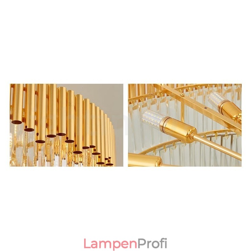 Postmodernen Gold Luxus Runde K9 Kristall Anhänger Kronleuchter Lichter Ausstellung Halle