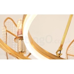 Gold Postmodern Luxus Runde K9 Kristall Pendelleuchte Kronleuchter Licht mit Acryl Schatten Ausstellungshalle