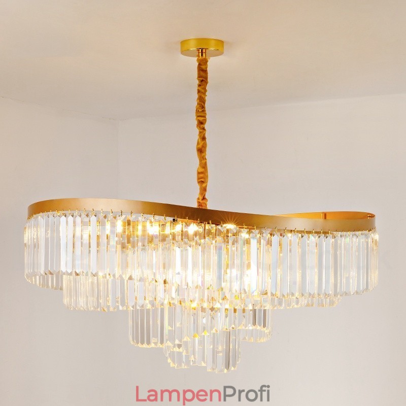 Gold Postmodernen Luxus Runde K9 Kristall Anhänger Kronleuchter Ausstellung Halle