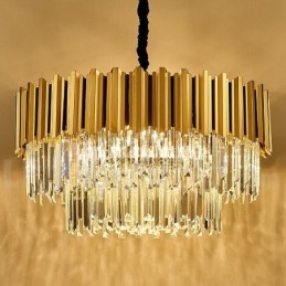 Dieses Jahr Luxus Postmodern Gold Runde K9 Kristall Anhänger Kronleuchter Ausstellungshalle