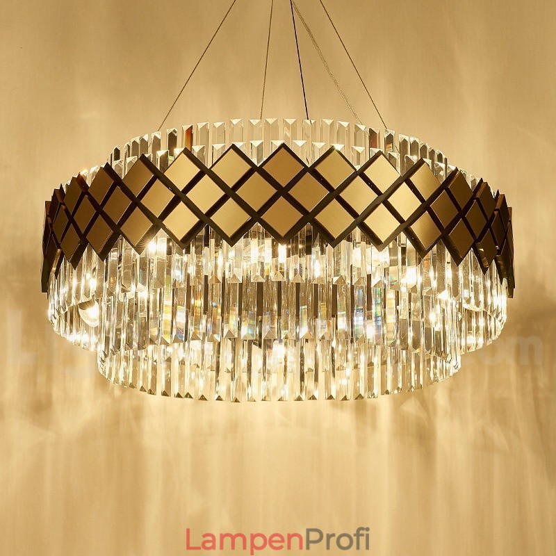 Luxus Modern Gold Plus Schwarz Runde K9 Kristall Anhänger Kronleuchter Ausstellung Halle