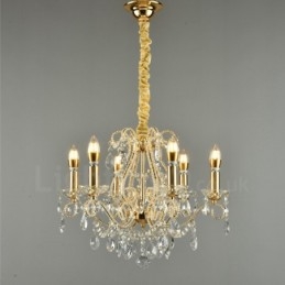 6 Licht Gold Silber Amerikanischen Stil Kristall Anhänger Kronleuchter Licht Shop