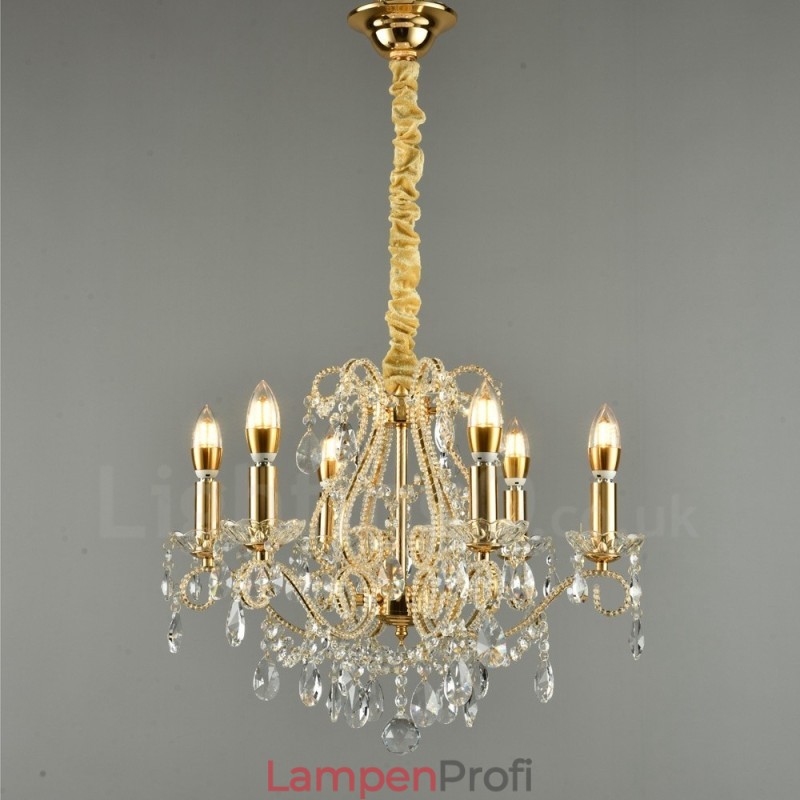 6 Licht Gold Silber Amerikanischen Stil Kristall Anhänger Kronleuchter Licht Shop