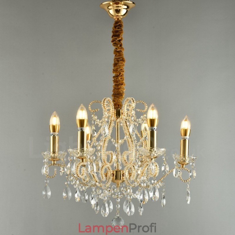 6 Licht Gold Silber Amerikanischen Stil Kristall Anhänger Kronleuchter Licht Shop