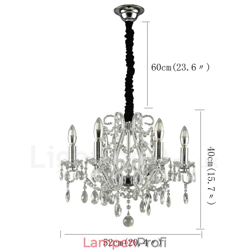 6 Licht Gold Silber Amerikanischen Stil Kristall Anhänger Kronleuchter Licht Shop