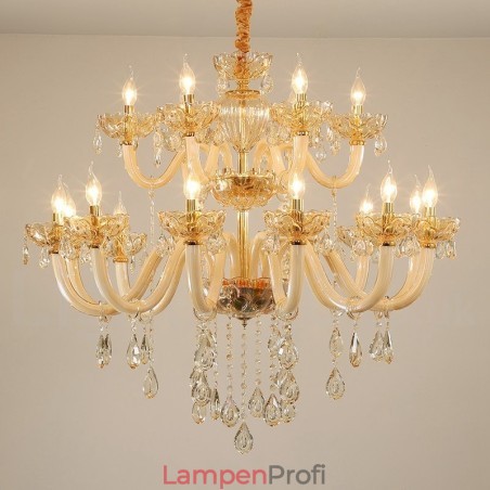 18 (12+6) Lichter Champagner Farbe Eleganter Kristall Kerzenleuchter 18 (12+6) Lichter Champagner Farbe Eleganter Kristall Kerzenleuchter