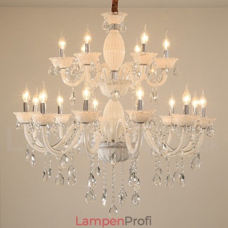 18 (12+6) Lichter weißer eleganter Kerzenleuchter mit Kristall 18 (12+6) Lichter weißer eleganter Kerzenleuchter mit Kristall