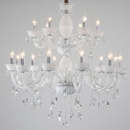 18 (12+6) Lichter weißer eleganter Kerzenleuchter mit Kristall