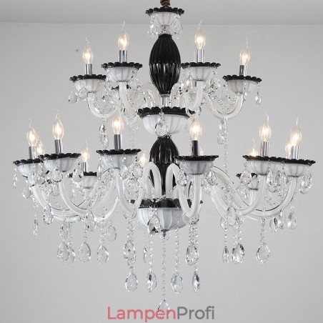 18 (12+6) Lichter Schwarzer Eleganter Kerzenleuchter mit Kristall 18 (12+6) Lichter Schwarzer Eleganter Kerzenleuchter mit Kristall