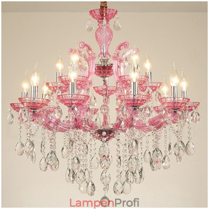 Mehrfarbiger luxuriöser Kristall-Kerzenleuchter mit 18 (12+6) Lichtern und klarem Kristall