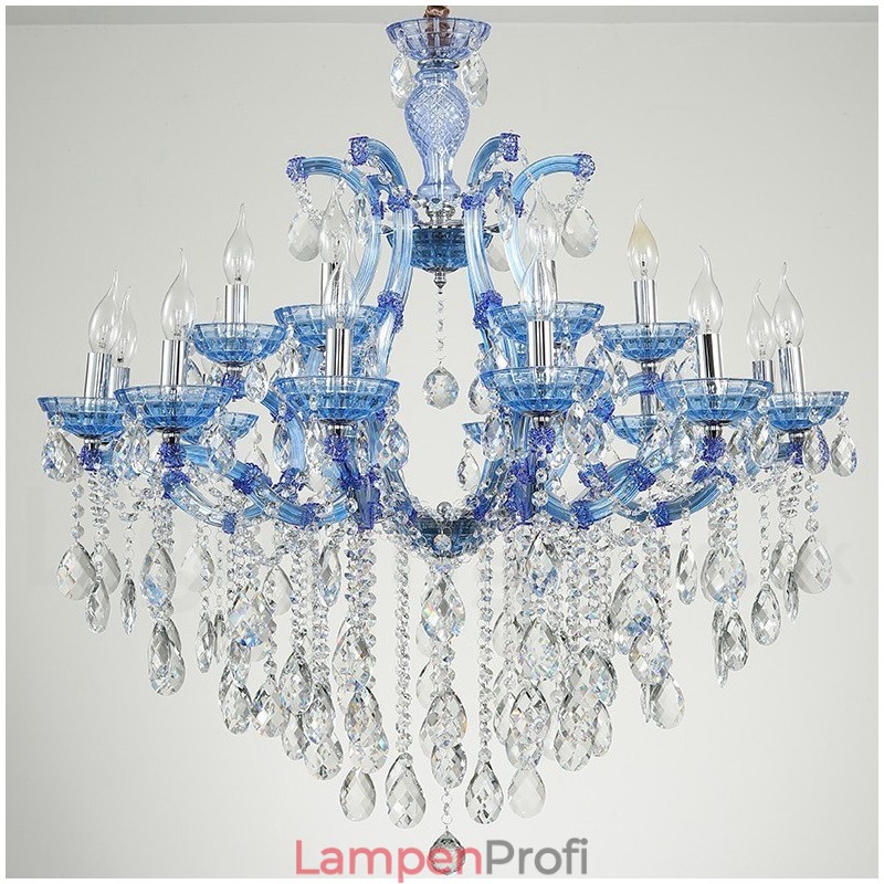 Mehrfarbiger luxuriöser Kristall-Kerzenleuchter mit 18 (12+6) Lichtern und klarem Kristall