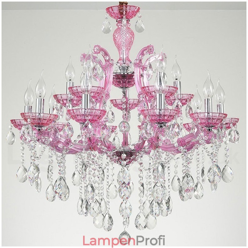 Mehrfarbiger luxuriöser Kristall-Kerzenleuchter mit 18 (12+6) Lichtern und klarem Kristall